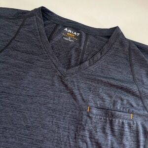 Ariat Men's Rebar Gray‎ Performance Short Sleeve V Neck Shirt 2X workwear active